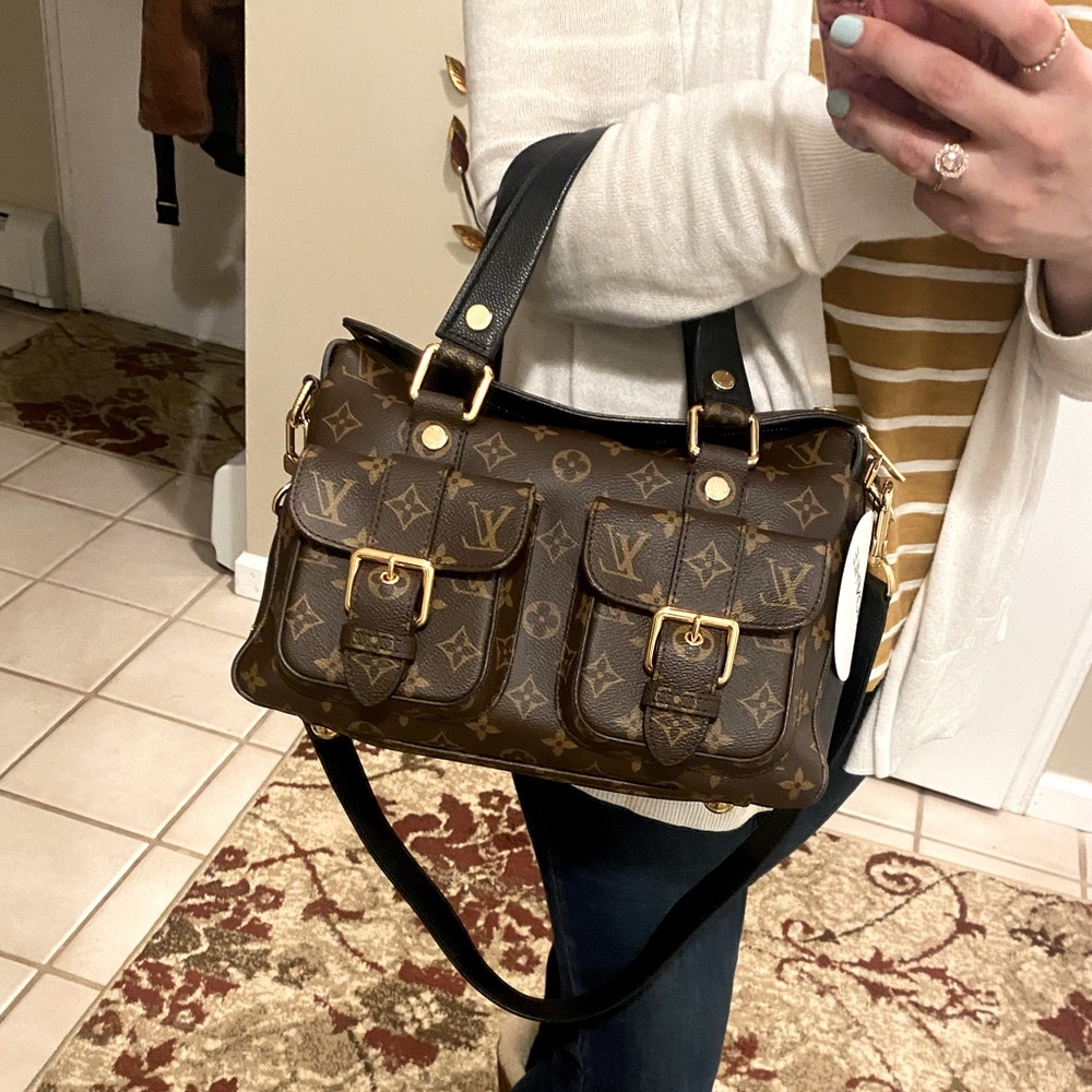 FLASH SALE!! Auth Louis Vuitton Manhattan NM black hard to find